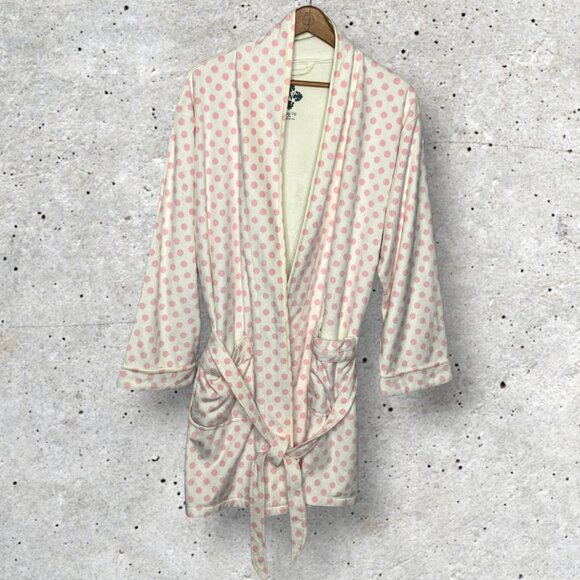 Wrap Up by VP One Size O/S Daisy Pink Polka Dot Ultra Soft Microfiber Short Robe - Picture 1 of 5